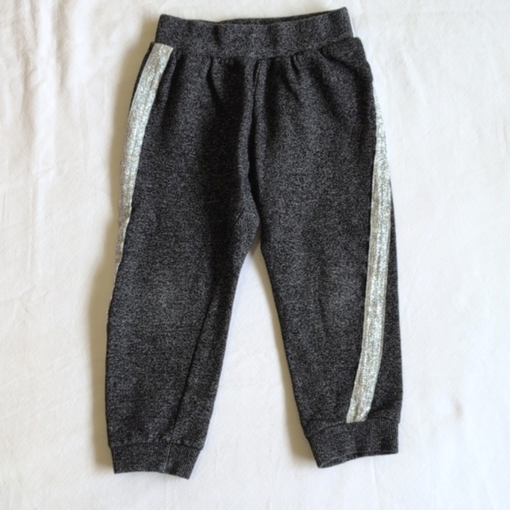 DKNY heather gray joggers sweatpants with silver track stripes 2T toddler girls